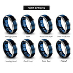 font options for inside engraving on blue & silver greenland rings