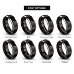 font options for inside engraving on black & gray greenland paddle horizontal rings