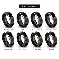 font options for inside engraving on black & gray greenland paddle horizontal rings