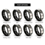 font options for inside engraving on black & grey greenland paddle horizontal rings