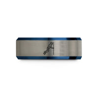 tungsten carbide ring him – black & blue & gray tungsten freediver line wedding band