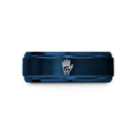 men's grey tungsten ring – blue tungsten mechanical hand silhouette wedding band