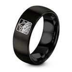 GREY Tungsten Engagement Rings for Women – black tungsten machu picchu stamp ring