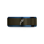 engraved tungsten ring gift – gunmetal & blue tungsten pipette dropper wedding band
