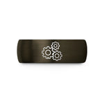 mens tungsten wedding band – gunmetal & blue tungsten gear train wedding band