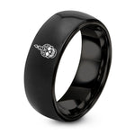 GREY Tungsten Ring for Men – black tungsten samhain skull candle ring
