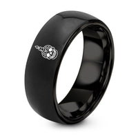GREY Tungsten Ring for Men – black tungsten samhain skull candle ring