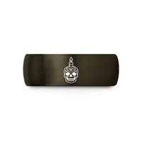 mens wedding bands tungsten – gunmetal & black tungsten samhain skull candle wedding band
