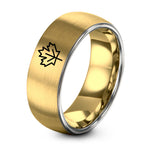 GREY Tungsten Rings for Men – gold & gray tungsten maple leaf ring