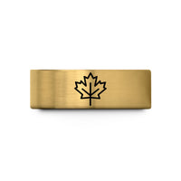 men's comfort fit ring – gold tungsten maple leaf wedding band