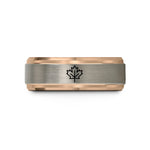 men's tungsten wedding band – rose gold tungsten maple leaf wedding band