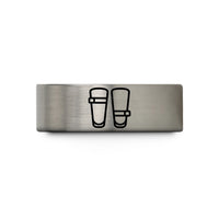 engraved tungsten ring him – blue & gray tungsten shin guards straps wedding band