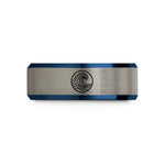 tungsten carbide ring her – black & blue & grey tungsten curling wave circle wedding band