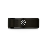 engraved tungsten ring her – black tungsten map pin wedding band