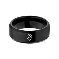 comfort fit rings her – black tungsten map pin wedding band