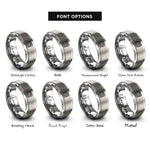 font options for inside engraving on silver grid array rings