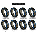 font options for inside engraving on gunmetal & blue grid array rings