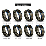 font options for inside engraving on gunmetal & blue grid array rings