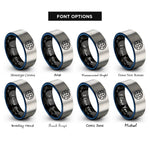 font options for inside engraving on black & blue & gray grid course rings
