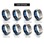 font options for inside engraving on blue & silver grid course rings