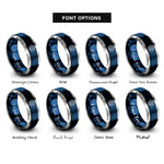 font options for inside engraving on blue & grey grid course rings