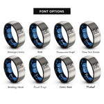 font options for inside engraving on black & blue & gray griffin rings