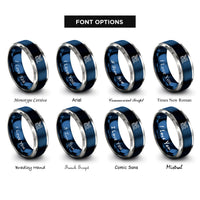 font options for inside engraving on blue & silver griffin rings