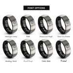 font options for inside engraving on black & silver griffin crest rings