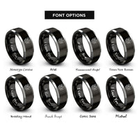 font options for inside engraving on black & grey griffin crest rings