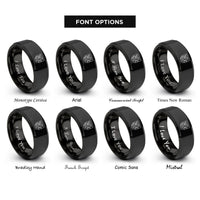 font options for inside engraving on black griffin crest rings