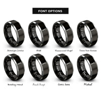 font options for inside engraving on black & grey grill fork rings