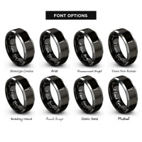 font options for inside engraving on black & grey grill fork rings