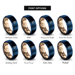 font options for inside engraving on blue & rose gold grill king rings
