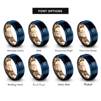 font options for inside engraving on blue & rose gold grill king rings