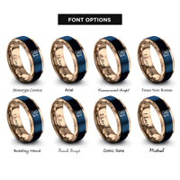 font options for inside engraving on blue & rose gold grill king rings