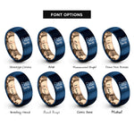 font options for inside engraving on rose gold & blue grill king rings