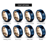 font options for inside engraving on rose gold & blue grill king rings