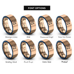 font options for inside engraving on rose gold & blue grill king rings