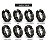 font options for inside engraving on black & silver grill spatula rings