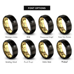 font options for inside engraving on black & gold grill spatula fork rings