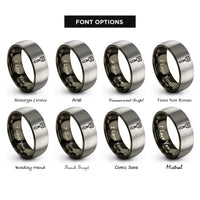 font options for inside engraving on gunmetal & gray grill spatula rings