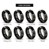 font options for inside engraving on black & gray grill tongs rings