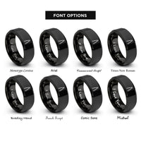 font options for inside engraving on black grill tongs rings