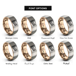 font options for inside engraving on rose gold & grey grilled cheese rings
