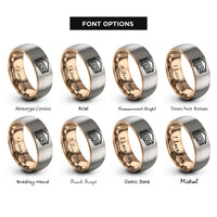 font options for inside engraving on rose gold & grey grilled cheese rings