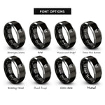 font options for inside engraving on black & gray grinning skull rings
