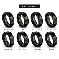 font options for inside engraving on black grip holes rings
