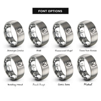 font options for inside engraving on grey grizzly bear rings