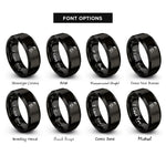 font options for inside engraving on black groom silhouette rings