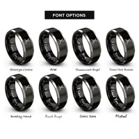 font options for inside engraving on black & grey grooming scissors rings
